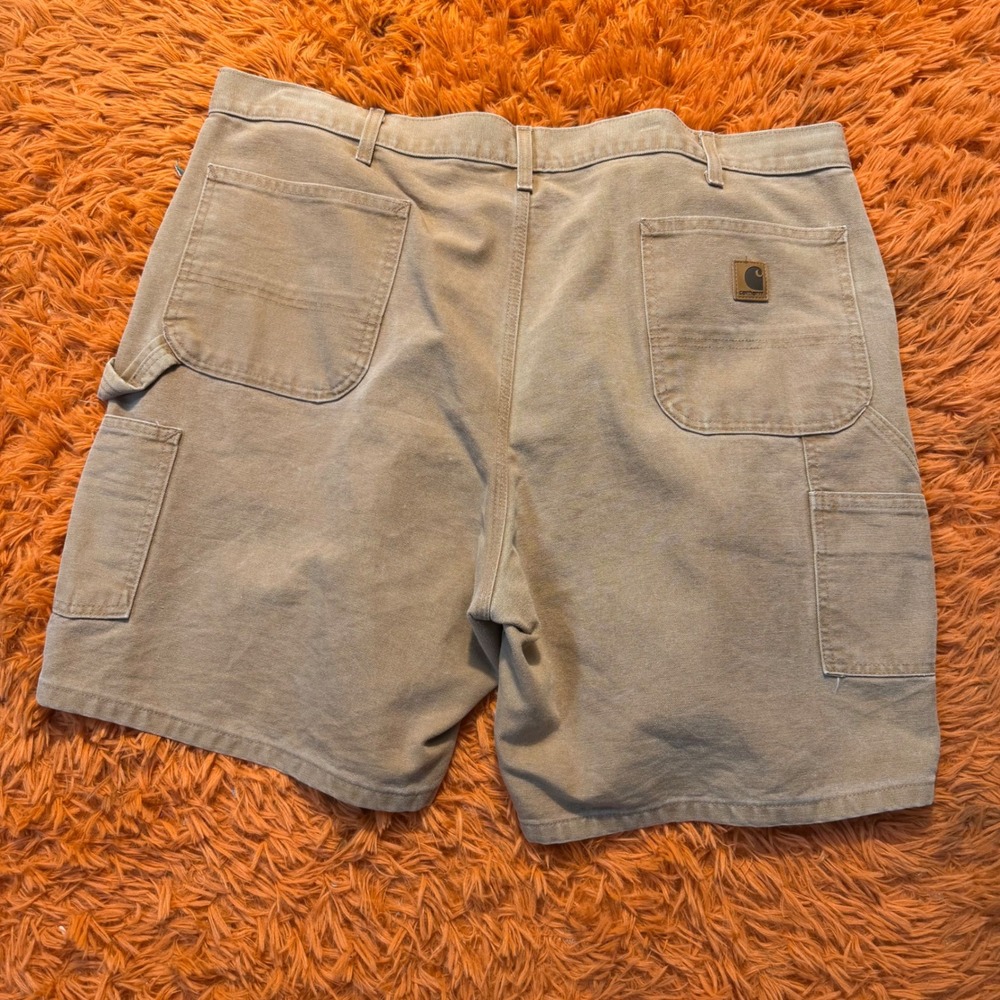 Carhartt B25 BRN Canvas Carpenter Work Shorts Tan Brown Mens 42 Utility Duck
